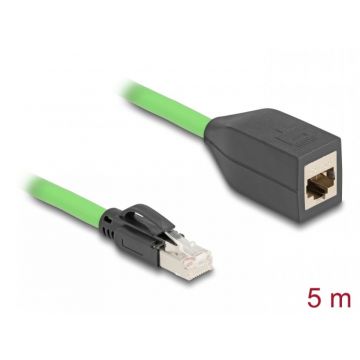 Cablu prelungitor de retea RJ45 Cat.6A SFTP TPU 5m Verde pentru medii industriale, Delock 80882