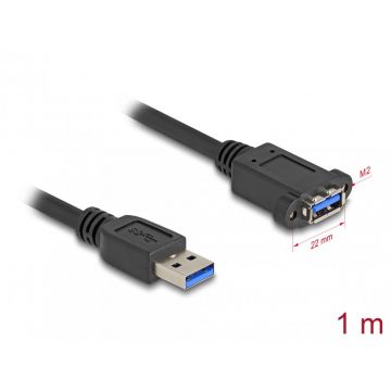Cablu prelungitor USB 5 Gbps tip A T-M 1m Negru, Delock 80486
