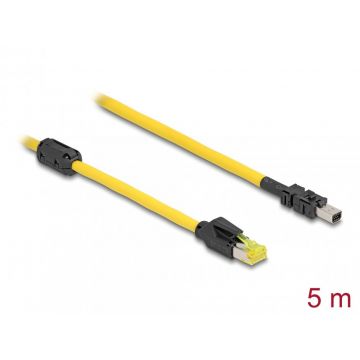 Cablu RJ45 Cat.6 la Mini I/O 8 pini D-shape type 2 T-T 5m Galben, Delock 81253