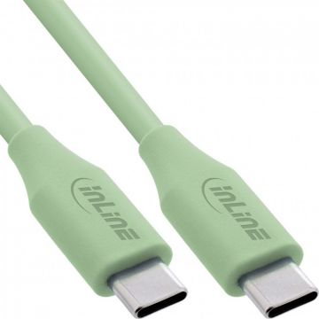Cablu USB 2.0 type C fast charging silicon 100W Verde 1m, InLine IL35891G