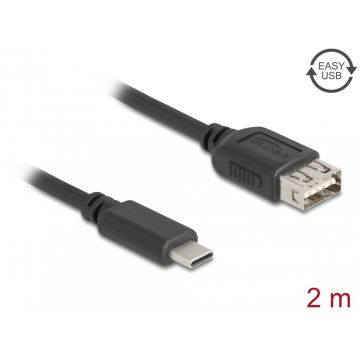 Cablu USB 2.0 Type C la EASY USB-A T-M 2m, Delock 81537