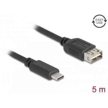 Cablu USB 2.0 Type C la EASY USB-A T-M 5m, Delock 81539