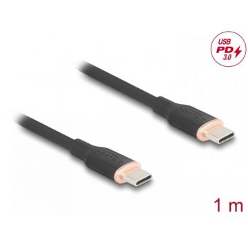 Cablu USB 2.0 type C la USB type C T-T PD 3.0 60W 1m Negru, Delock 81238
