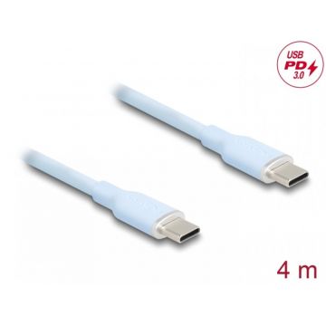 Cablu USB 2.0 type C la USB type C T-T PD 3.0 60W 4m Blue, Delock 81236