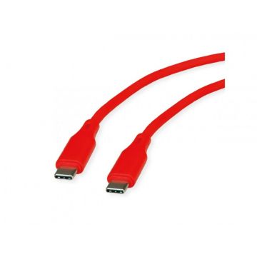 Cablu USB 2.0 type C T-T 60W silicon 1m Rosu, Roline 11.02.9121