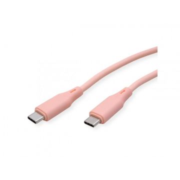 Cablu USB 2.0 type C T-T 60W silicon 1m Roz, Roline 11.02.9122