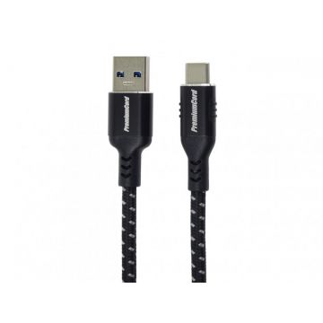 Cablu USB 3.2-A la USB type C T-T 1m brodat Negru, ku31cx1