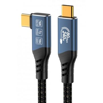 Cablu USB 4 type C 16K60Hz/4K120hz 240W drept/unghi 90 grade 1m, ku4cb10
