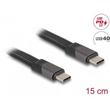 Cablu USB 40 Gbps type C FPC Flat PD 100W E-Marker 0.15m, Delock 80099