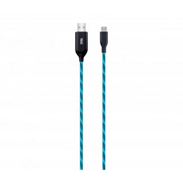 Cablu USB-A la micro USB 1m cu flux de lumina Albastru, CABLE-USB/UUSB-1BE03-WL