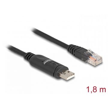 Cablu USB-A la Serial RS-232 RJ45 FTDI 1.8m, Delock 64304