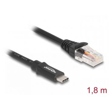 Cablu USB type C la Serial RS-232 RJ45 FTDI 1.8m, Delock 64305