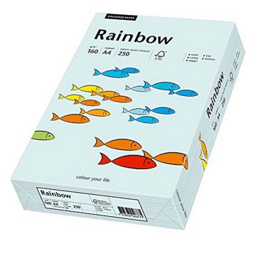 Carton color A4 Rainbow 160 g/mp 250 coli/top albastru pastel Carton color A4 Rainbow 160 g/mp 250 coli/top albastru pastel