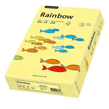 Carton color A4 Rainbow 160 g/mp 250 coli/top galben pastel Carton color A4 Rainbow 160 g/mp 250 coli/top galben pastel