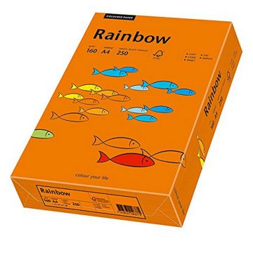 Carton color A4 Rainbow 160 g/mp 250 coli/top portocaliu intens Carton color A4 Rainbow 160 g/mp 250 coli/top portocaliu intens
