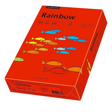 Carton color A4 Rainbow 160 g/mp 250 coli/top rosu intens Carton color A4 Rainbow 160 g/mp 250 coli/top rosu intens