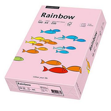 Carton color A4 Rainbow 160 g/mp 250 coli/top roz pastel Carton color A4 Rainbow 160 g/mp 250 coli/top roz pastel