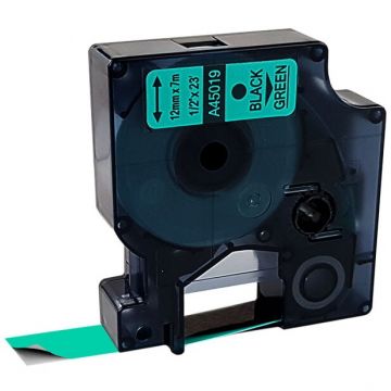 Dymo Banda compatibila Dymo 45019, S0720590, A45019, 12mm X 7m, Negru/Verde