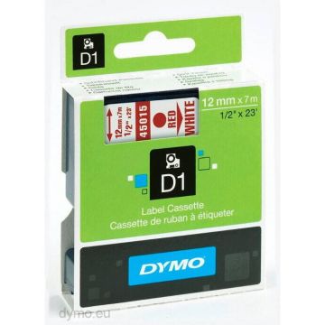 Dymo Etichete autocolante, DYMO 45015 LabelManager D1, 12mm x 7m, S0720550 DY45015, Rosu-Alb