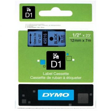 Dymo Etichete DYMO 45016, D1, 12mm x 7m, S0720560 DY45016, Negru/Albastru