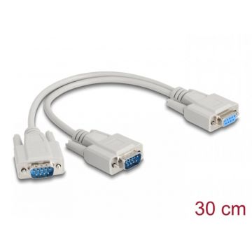 Splitter Y serial DB9 la 2 x DB9 M-T 30cm, Delock 67160