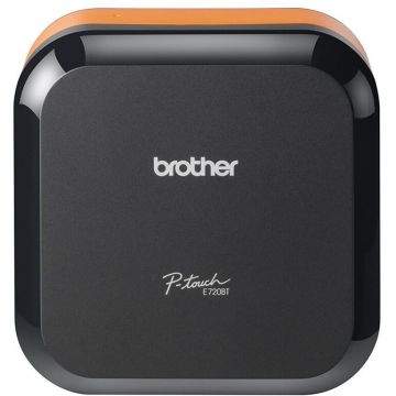brother Imprimanta mobila de etichete Brother PT-E720BT, USB/Bluetooth, pentru banda de 24 mm latime, Negru-Portocaliu