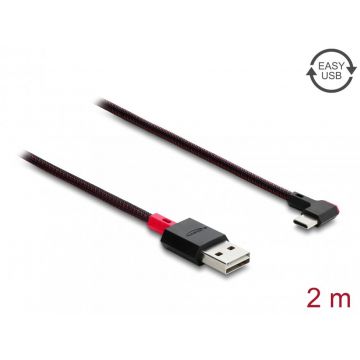 Cablu EASY-USB 2.0-A la USB Type C drept/unghi stanga/dreapta T-T 2m Negru, Delock 81547