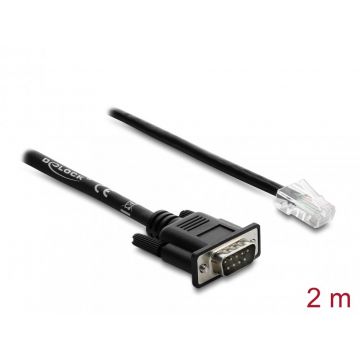 Cablu Serial RS-232/422/485 Sub-D 9 pini la RJ45 T-T 2m, Delock 64296