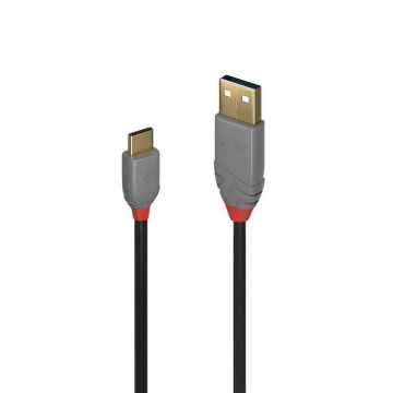 Cablu USB 2.0-A la USB type C Anthra Line T-T 0.5m Negru, Lindy L36885