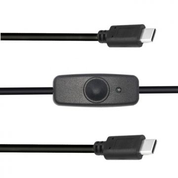 Cablu de incarcare USB type C cu switch ON/OFF T-T 1m Negru, kupaasw3