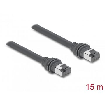 Cablu de retea RJ45 Cat.6 compatibil cu Starlink Gen3 15m Gri, Delock 90667