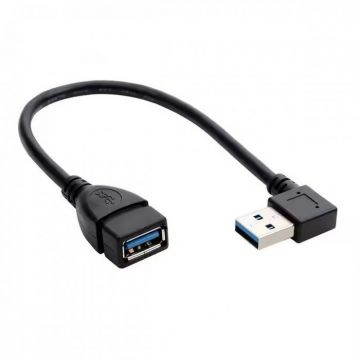 Cablu prelungitor USB 3.2-A T-M unghi/drept 0.2m Negru, kur31-46