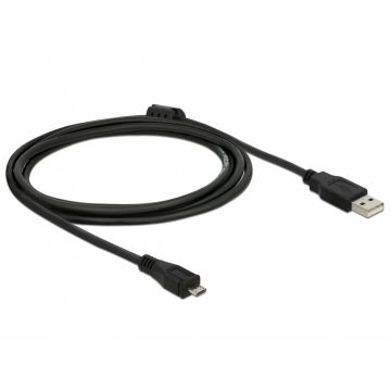 Cablu USB 2.0 la micro USB-B 2m Negru, Delock 82335