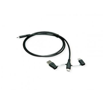 Cablu USB 2.0 type C la USB type C cu A+C Data Lane Blockers 1m, Roline 11.02.8349