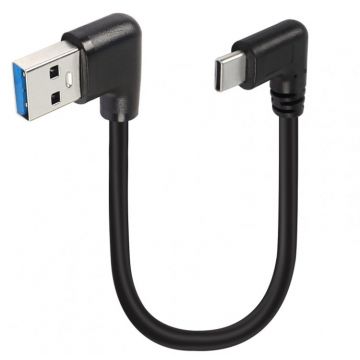 Cablu USB 3.2-A la USB type C T-T unghi/unghi 90 grade 0.2m Negru, kur31-44