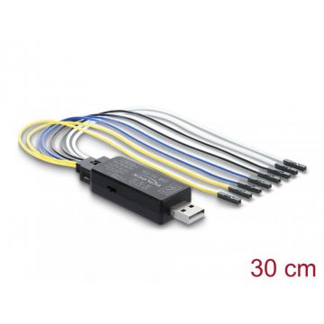Convertor UART USB 2.0 la pin header TTL 3.3 V/TTL 5V + cablu 30cm, Delock 86093