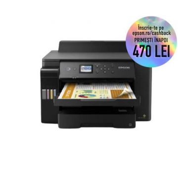 Imprimanta cerneala Epson L11160, A3+, 32ppm, Duplex, Retea, Wi-Fi, USB (Negru)