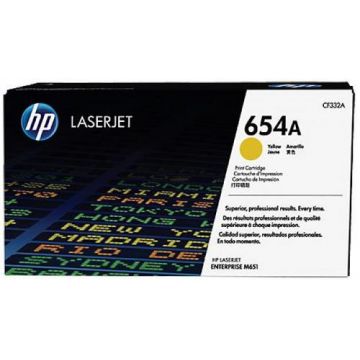 Toner HP 654A, 15000 pagini (Galben)